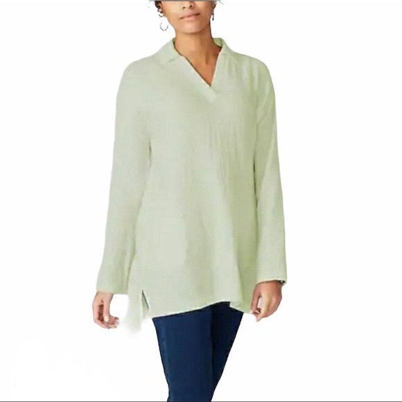 J. Jill Tops J Jill Gauze Cotton Green Honeydew Popover Tunic
